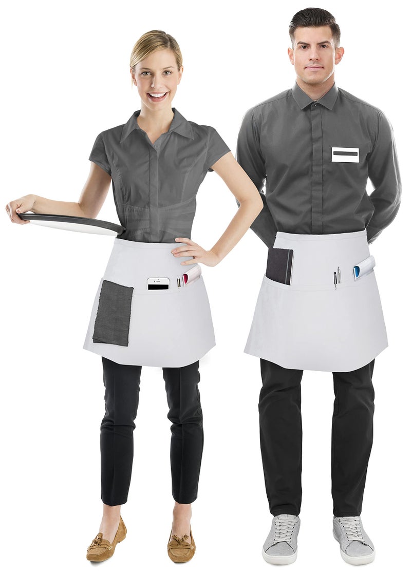Utopia Wear 12 Pack Server Apron with 3 Pockets, Waist Apron for Waiter Waitress, 12 Inches, White - Image 2